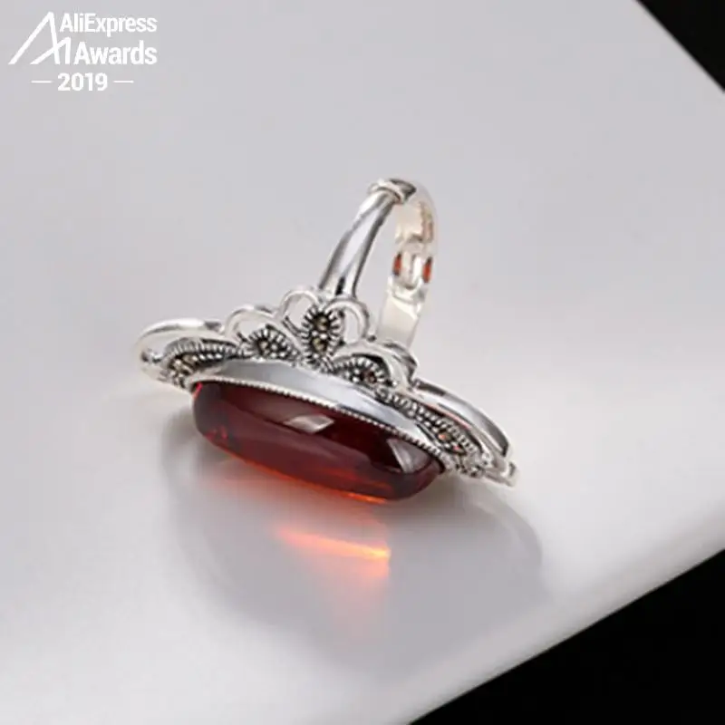 S925 огромный камень изысканный античный магазин рубиновые кольца для женщин