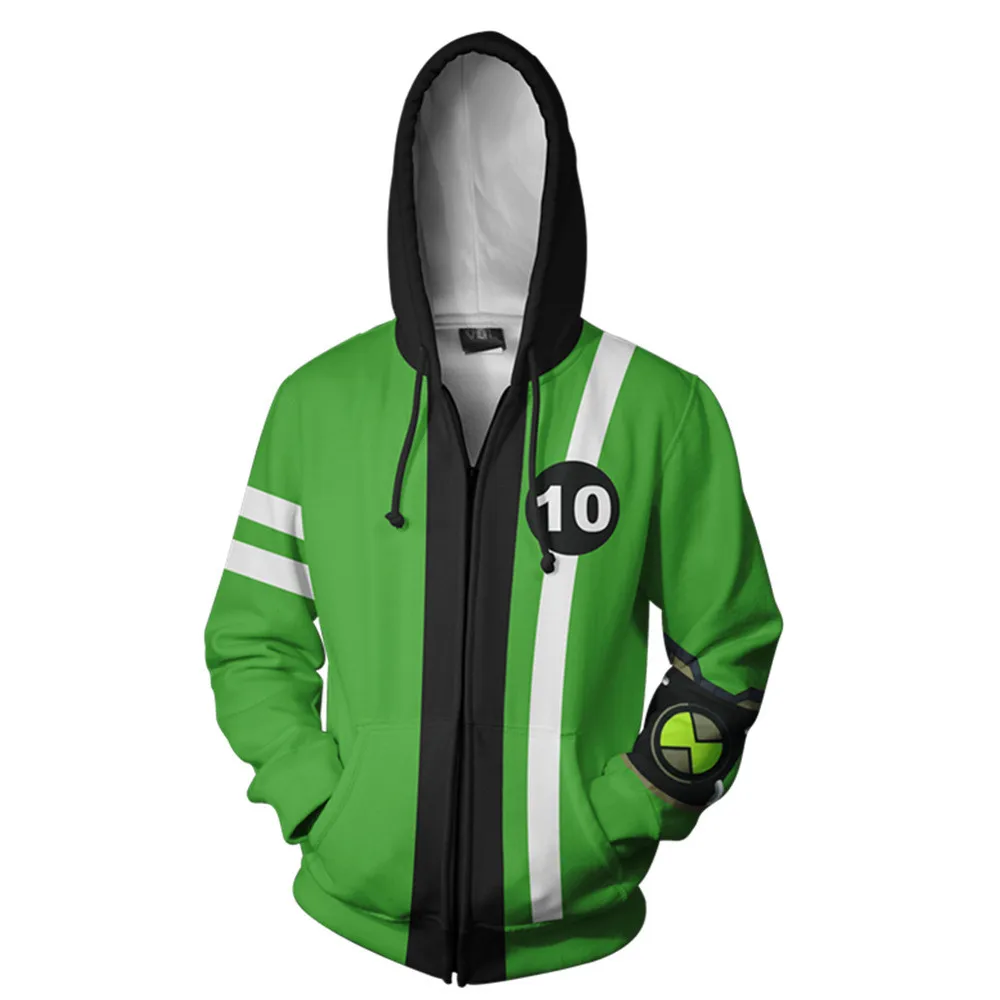 Ben 10 Alien Force Benjamin Tennyson костюмы для косплея толстовки на молнии 3D печать унисекс Одежда взрослых|Костюмы аниме|