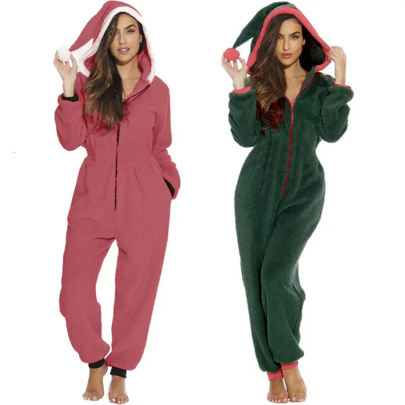 

Women's Christmas Pajamas Sleepwear Xmas Nightwear Jumpsuit Pyjamas Home Clothes Women's Solid Long Sleeve