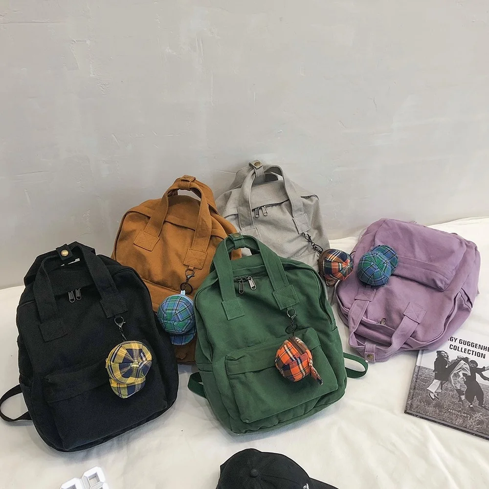 

Fashion Woman Backpack Canvas Art Girl School Bags Casual Lady Shoulder Bagpack Cute Student Book Bag Korean Stlye Cool Rucksack