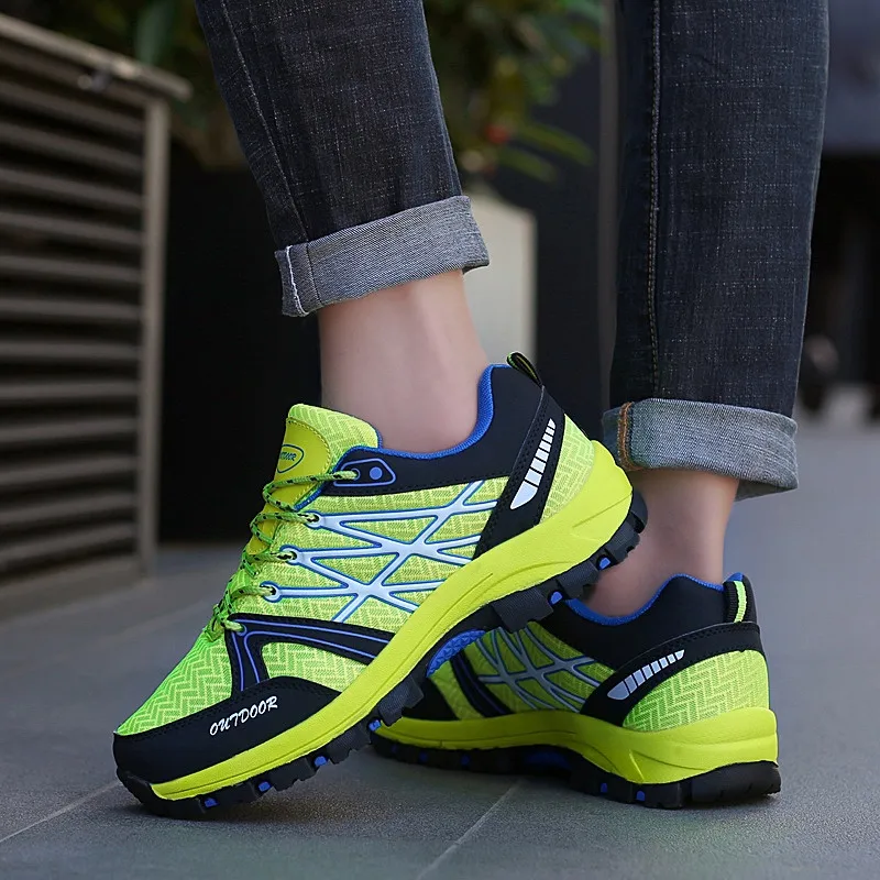 Green Non Slip Men Trekking Shoes Breathable Comfort Hiking Mountain Sneakers For Men Outdoor Sports Shoes Men zapatos hombre