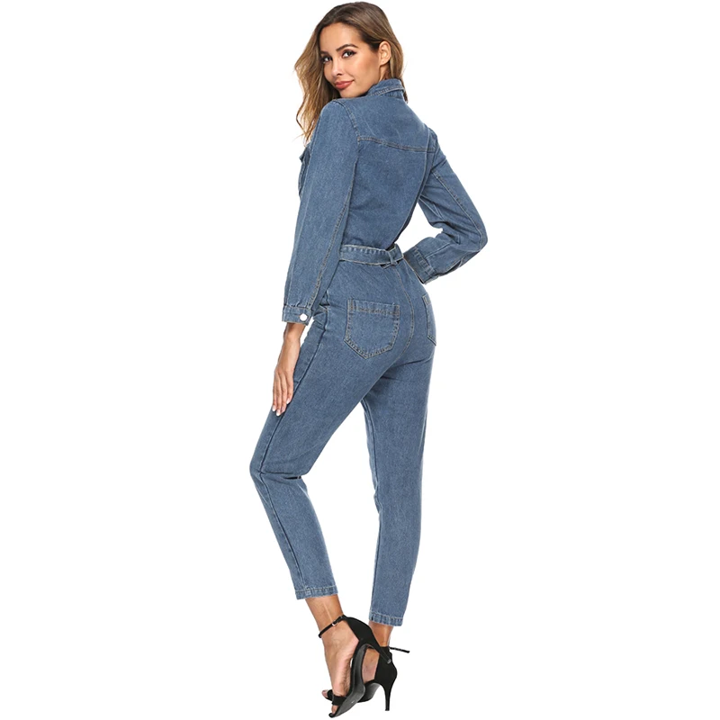 Новинка осени 2019 Женский Повседневный комбинезон с отложным воротником и