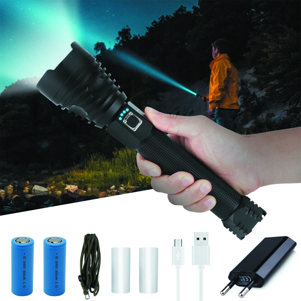 

150000 Lumens XHP90 5 Mode LED USB Rechargeable Led Flashlight Powerful 18650 26650 rechargeable battery Flashlight Torch
