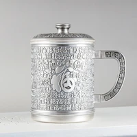 baifu baishun silver cup 999 pure silver water cup silver tea cup household mug large capacity silver cup with lid about 290g