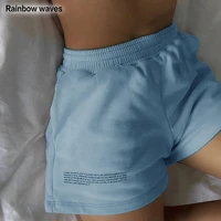 rainbowwaves casual fashion letter print high waist shorts women bottom athletic workout booty fitness streetwear