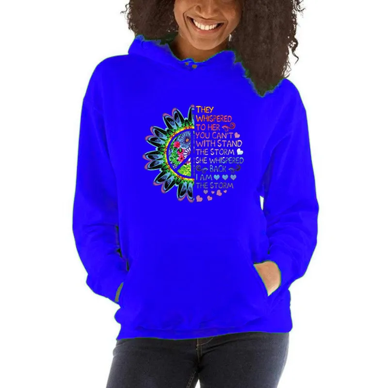 

Sun Flower Fun Pattern Printed Long Sleeve Hooded Women Fashion Oversized Hoodie Kawaii Clothing Aesthetic