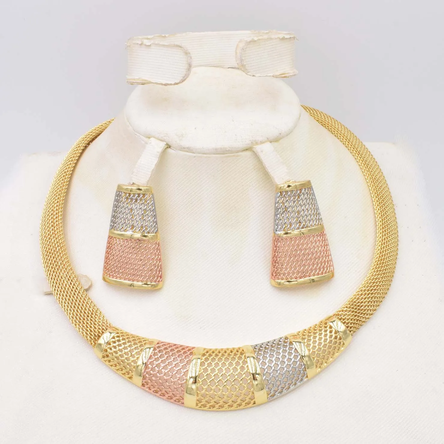 

High Quality Dubai Italy 750 Gold color Jewelry BIG Set For Women african beads jeweLry fashion necklace set earring jewelry Hig