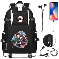 anime demon slayer kimetsu no yaiba backpack for boys girls school bags laptop bag waterproof multifunction usb charging mochila