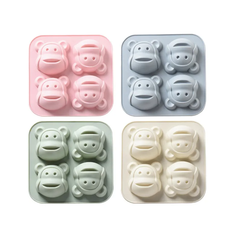 4 отверстия мультфильм обезьяна торт производитель Силиконовые помадки форма