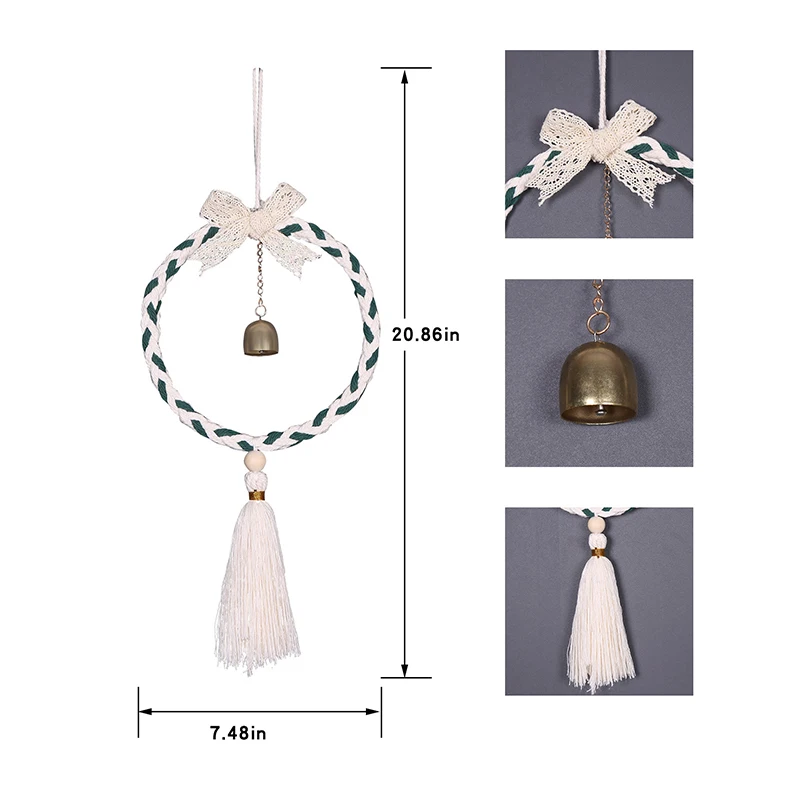 

Boho Wind Chime Wall Hanging Decoration Ornament with Tassel Pendant Wreath for Home Garden Wedding Party Decoration