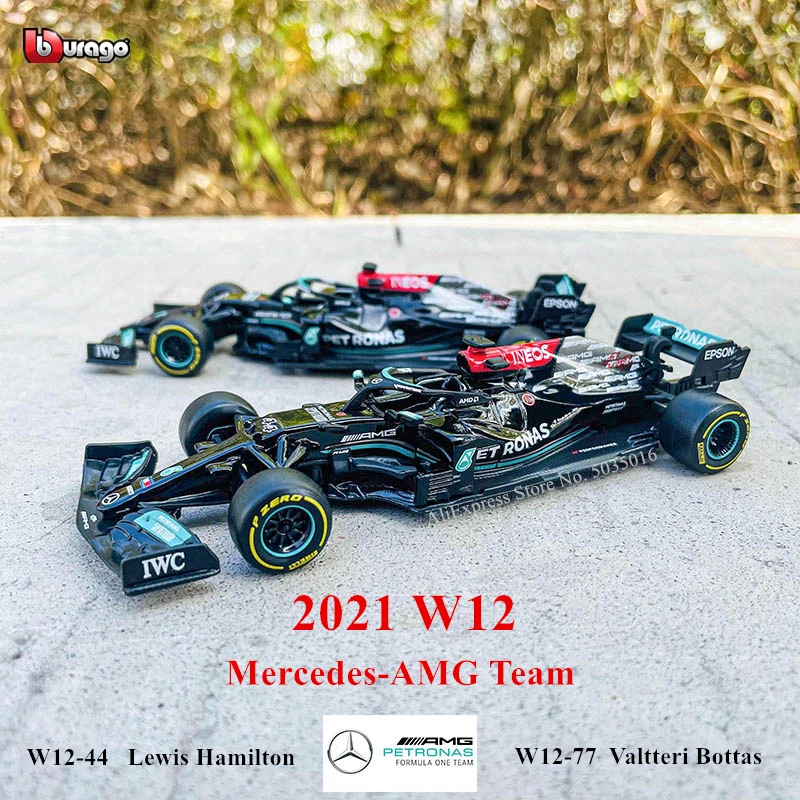 

Bburago 1:43 2021 F1 Mercedes-AMG W12 44# Lewis Hamilton 77# Valtteri Bottas Formula one Simulation alloy super toy car model