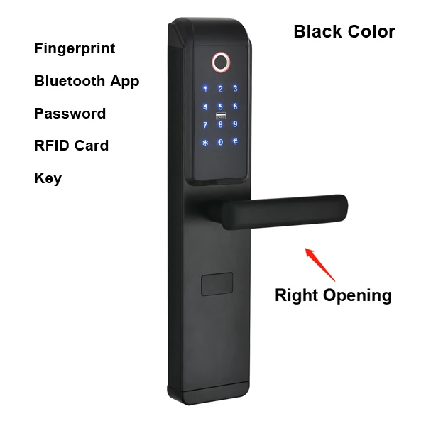 Finger Black-Right Безопасность Смарт биометрический отпечаток пальца цифровой код RFID карты электронный дверной замок с Bluetooth App WiFi для дома - Цвет: Finger Black-Right