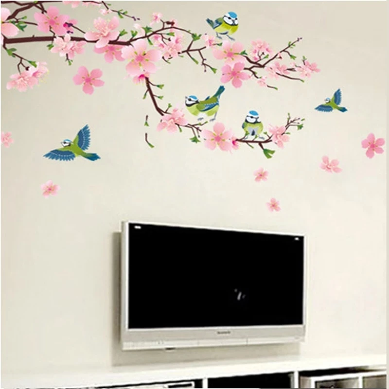 

Sakura Wall Stickers Kids Rooms Bedroom Living Room Decor Aesthetic DIY Art Flower Tree Removable Wallpaper