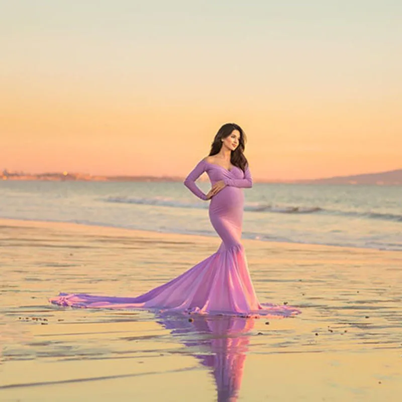 Платья для беременных с длинным рукавом сексуальное платье V-образным вырезом