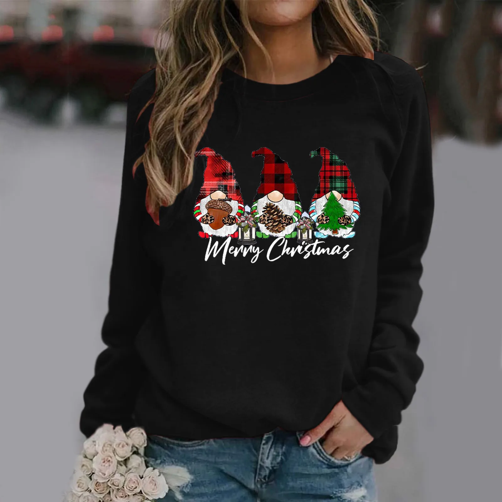 

New Ladies Clothing Women's Sweatshirt Fashion Merry Christmas Print Long-sleeved Hooded Sweatshirt Blouse Pullover Свитшот