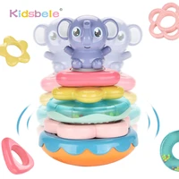 baby musical toy rattles for kids infant interactive stacking ring tower early learning elephant toddler educational tumbler toy