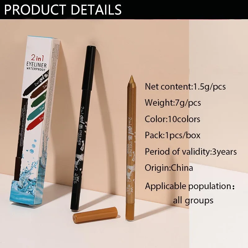 

10 Colors Colourful Gel Eyeliner Pen Long-Lasting Waterproof Sweat-proof No Smudging Eyeshadow Cosmetics Women Makeup ToolsTSLM1
