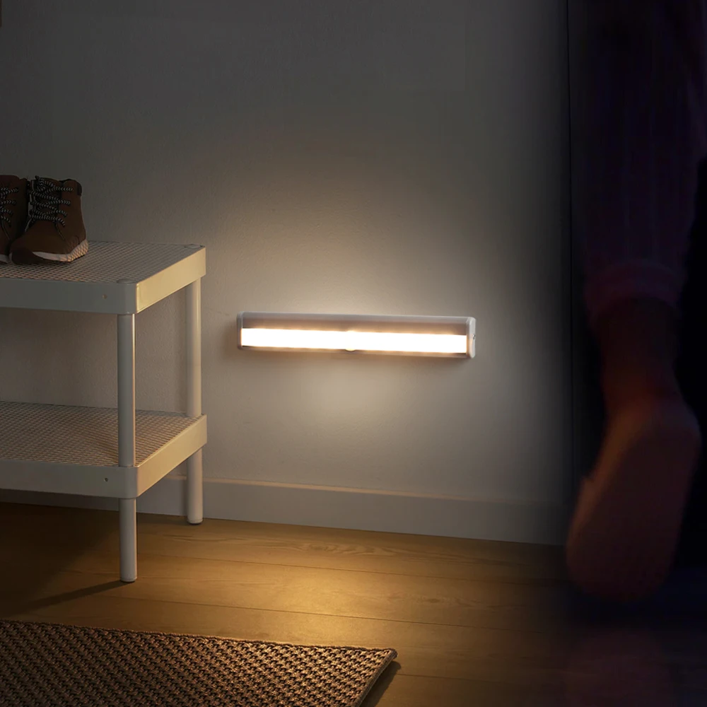 Motion Sensor LED Under Cabinet Light 10Leds AAA Battery Magnet Lights For Kitchen Wardrobe Bedroom Night |