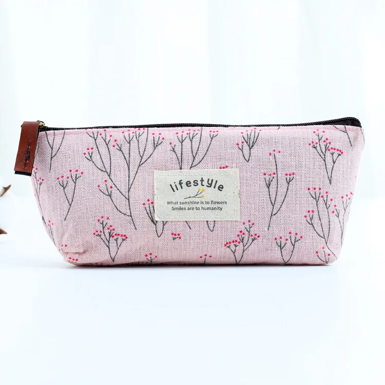 Милые кавайные холщовые пеналы на молнии с цветочным рисунком красивые тканевые