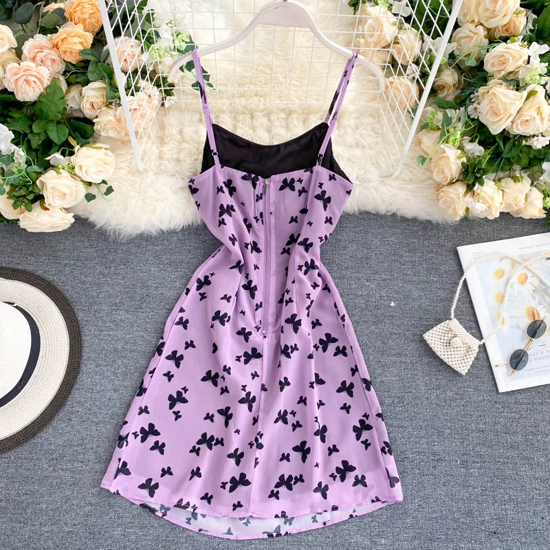 Женское облегающее платье без рукавов с открытыми плечами и принтом бабочек |