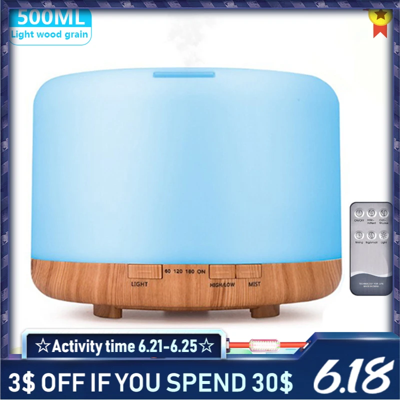 500 мл диффузор для ароматерапии увлажнитель воздуха с светодиодный ночной