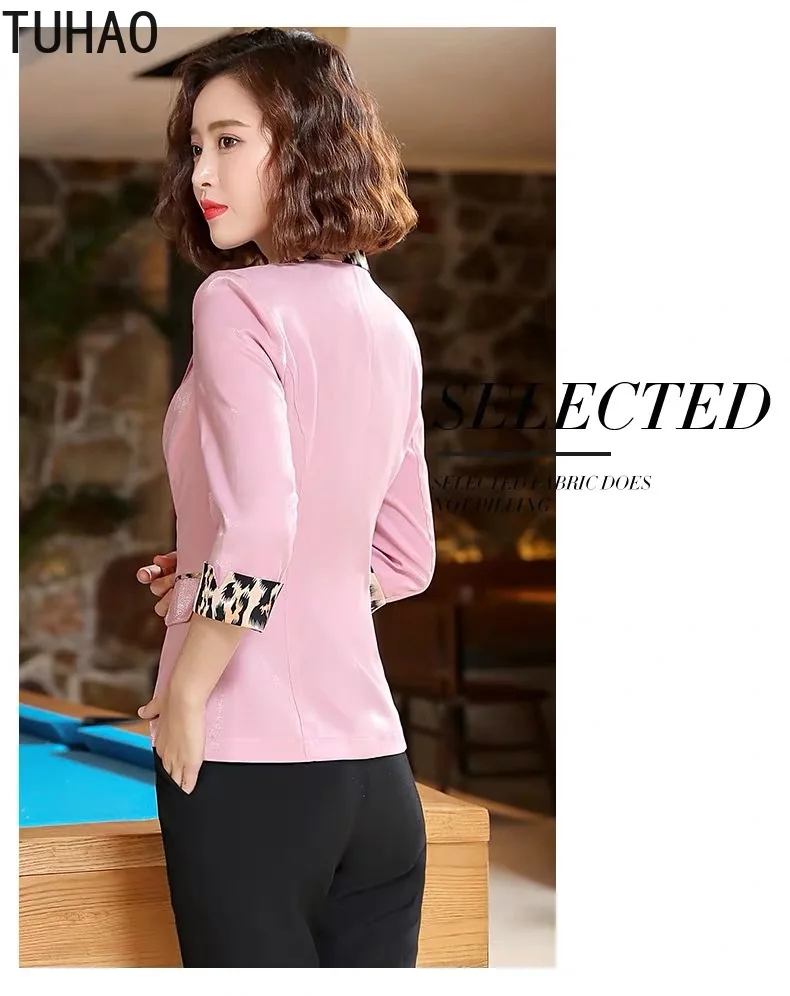 

TUHAO White Yellow Black Women Blazers Jackets Office Lady Suit Coat 2020 Spring Leopared Print Business Elegant Female Coat WM1