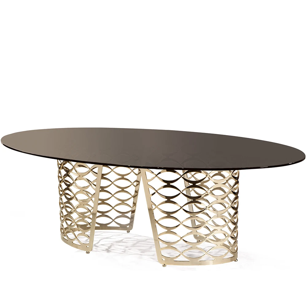 

Glass top glass table luxury roud tempered glass dining table