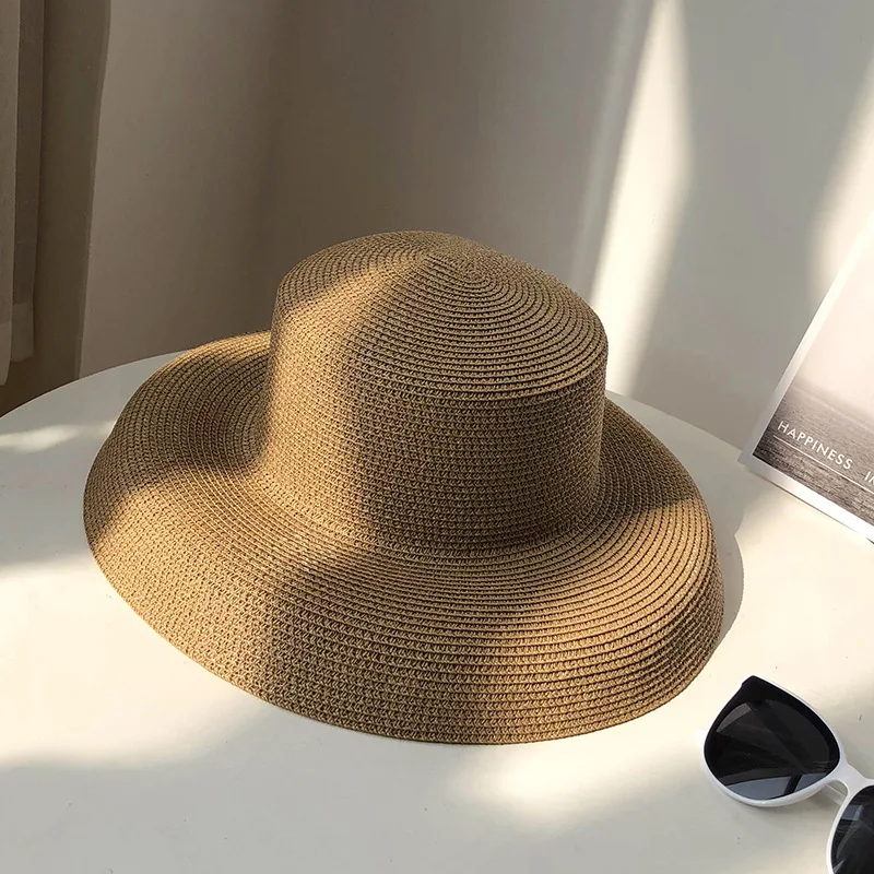 Женская соломенная шляпа с широкими полями в стиле ретро пляжная для путешествий