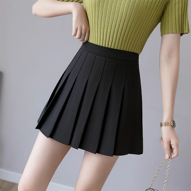 

Sexy Women Pleated Skirt Summer High Waist Chic A Line Ladies Pink Mini Skirt Korean Zipper Preppy Style Girls Dance Skirt