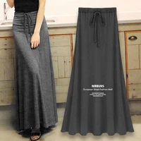 2021 new korean style fashion slim bag hips slim and big swing skirt side slits half length a line high waist modal long skirt
