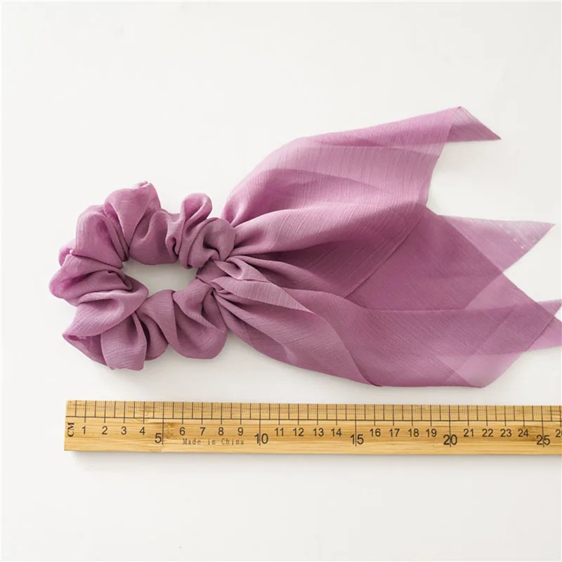

Double Layer Cute Chiffon Bow Long Ribbon Scrunchie Hair Ties Women Girl Hair Scarf Elastic Rubber Bands Hair Accessories