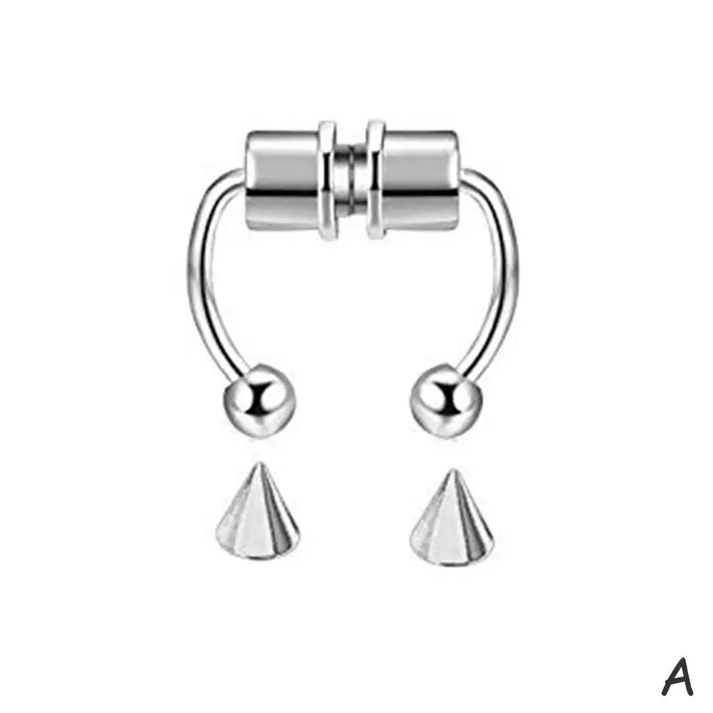 

2021 Nieuwe Neus Ring Herbruikbare Legering Fake Magnetische Valse Neus Ring Hoefijzers Non Piercing Hoepel Sieraden Voor Party