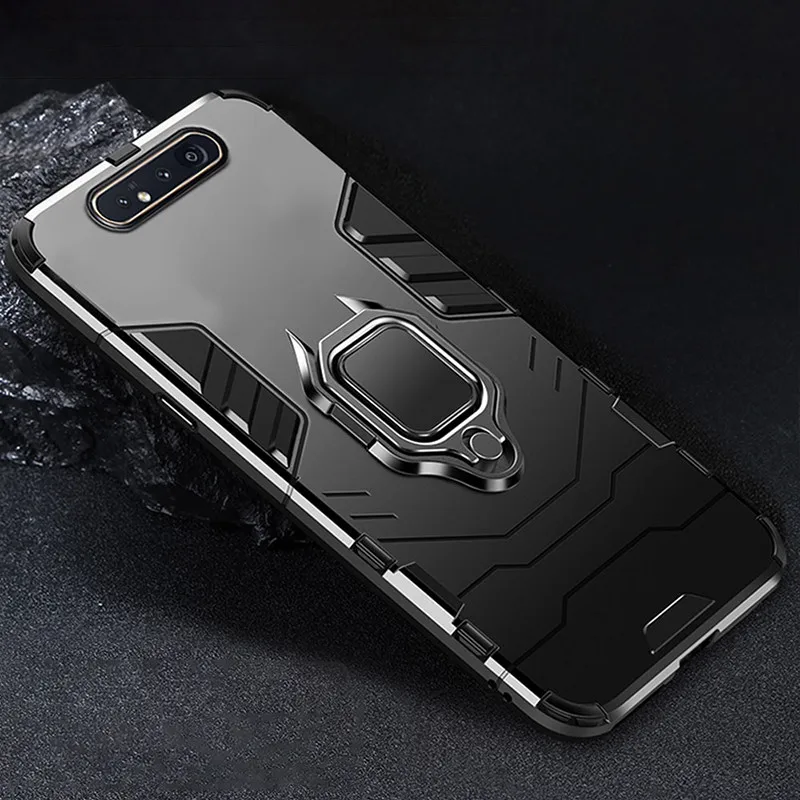 Black Противоударный чехол из ТПУ+ поликарбоната для samsung A80 A50, защитный чехол с магнитным кольцом для samsung Galaxy A80 A 80 A50 A 50, чехол с полной защитой - Цвет: Black