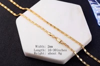 2mm chain necklace 16 18 20 22 24 26 28 30 plated gold silver flat necklace for women jewelry wholesale