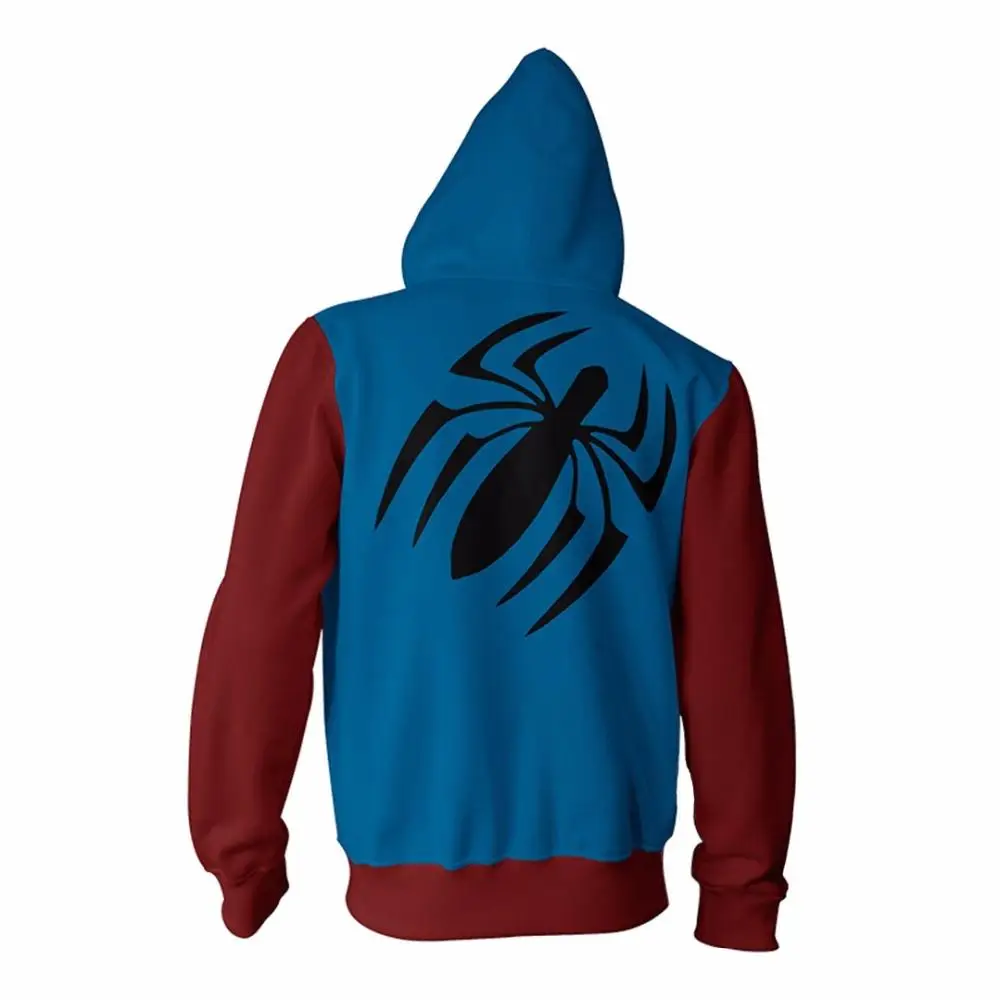 Новинка 2019 толстовка с капюшоном Scarlet Spider на молнии 3d принтом повседневная