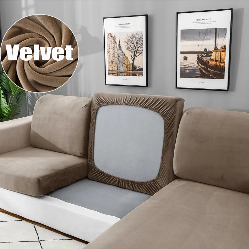 

New Velvet Pillow Sofa Cushion Cover for Living Room Pets Kids Solid Color Elastic Couch Seat Slipcover Funiture Protector