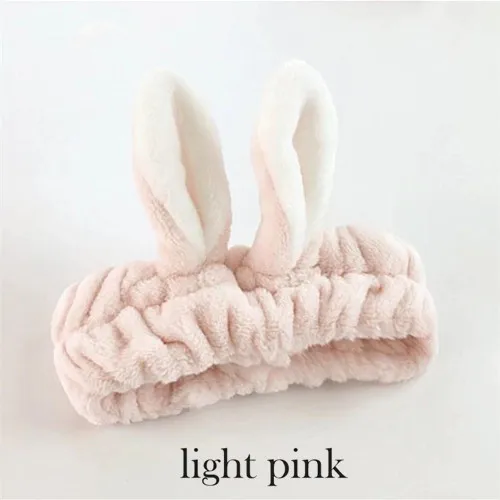Light pink Милые эластичные ободки с кошачьими ушками для женщин, девушек, макияж, мытье лица, повязка для волос, маска для лица, повязка для волос, аксессуары для волос - Цвет: Light pink
