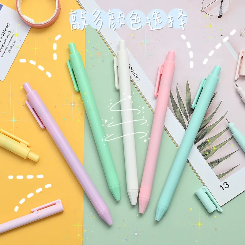 

50PCS Korea Macaroon Press Candy-colored Simple Student Exam Signature Pen Black Gel Pen Stationery Office Accessories