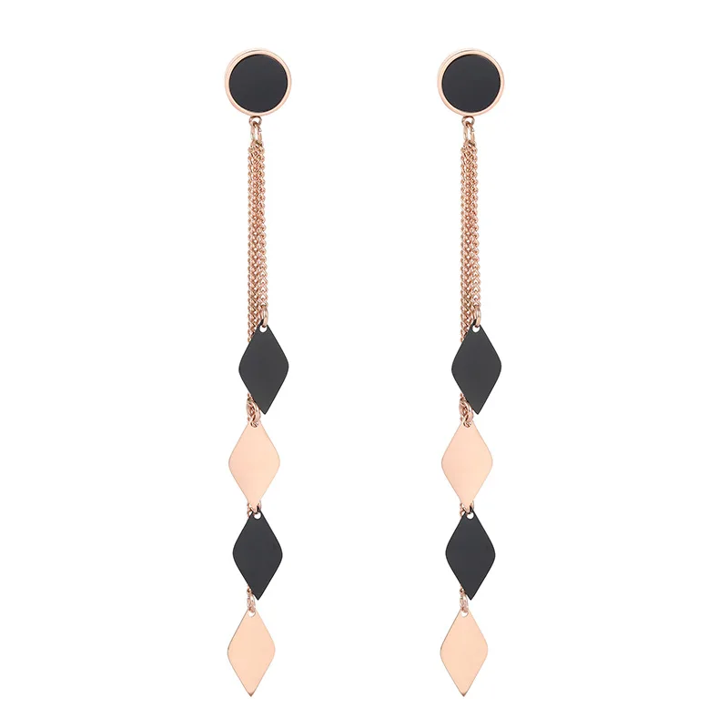 Женские серьги-подвески из титановой стали многослойные длинные висячие серьги