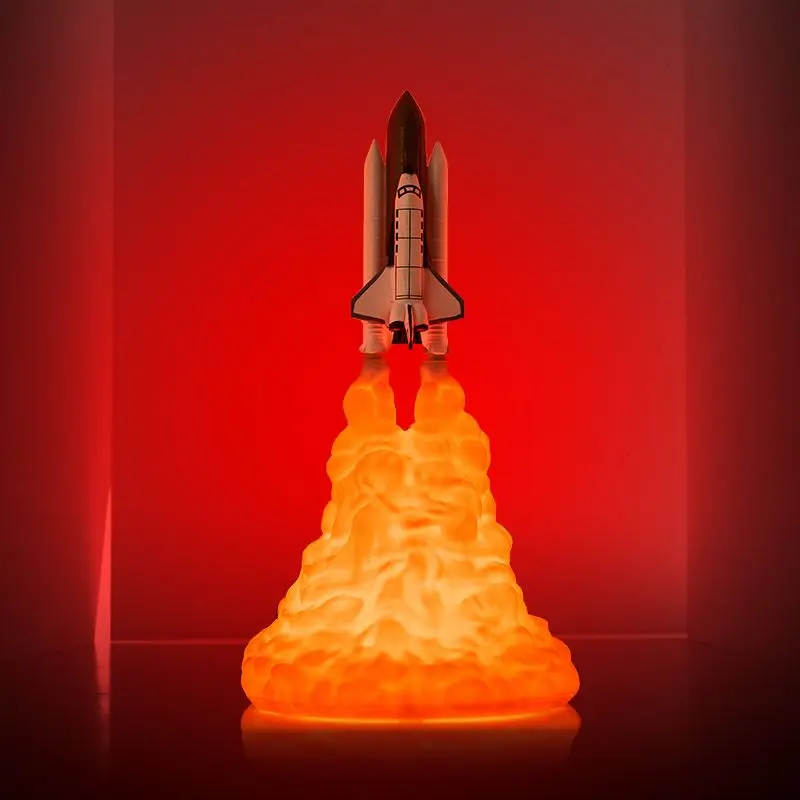A Small New Dropshipping Space Shuttle USB Touch Lamp and Moon lamps In Night Light By 3D Print for Space Lovers Rocket Lamps - Испускаемый цвет: A Small