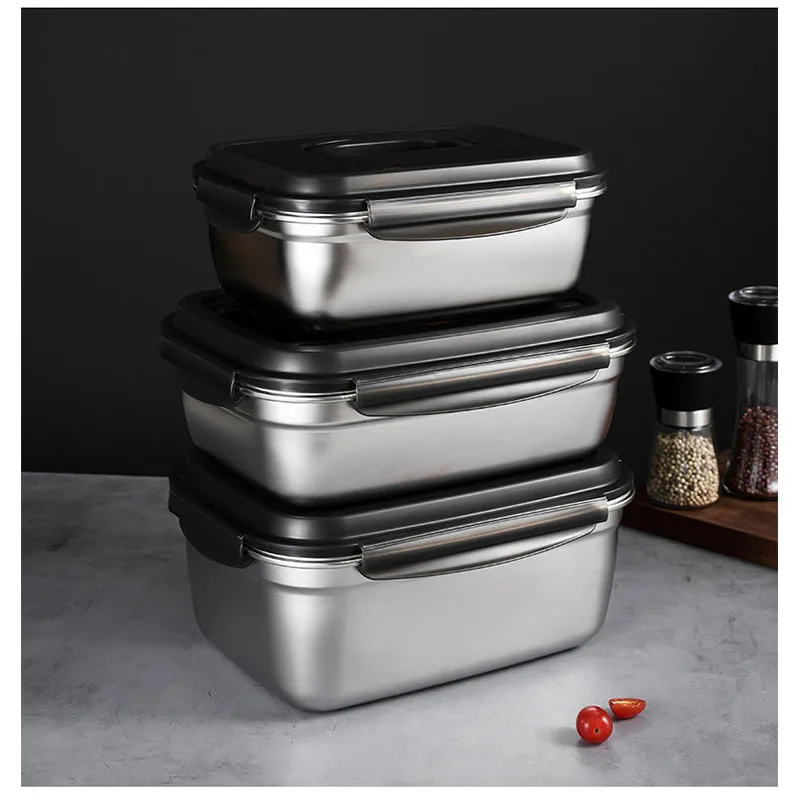 

7.5L 304 Stainless Steel Food Storage Containers With Handle,Freezer Storage Box Lunch Box,Dishwasher Oven Safe for Bento Box