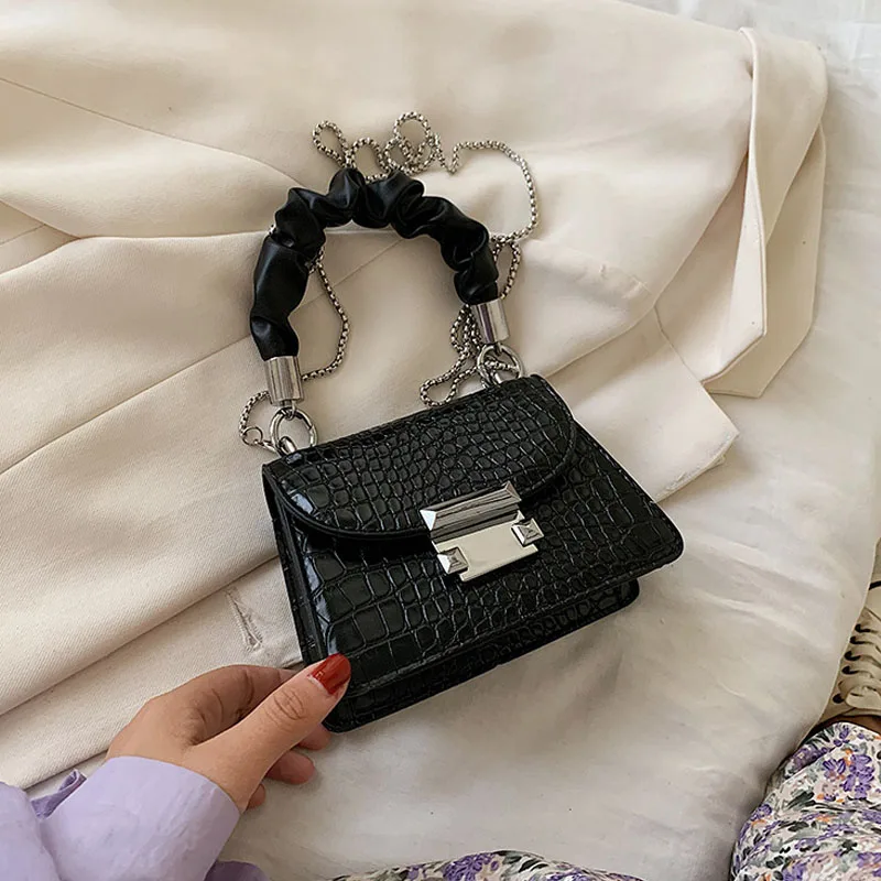 

Fashion Chain Mini PU Leather Hand Bags for Women 2021 Summer New Solid Color Wild Crossbody Shoulder Bags Female Small Handbag