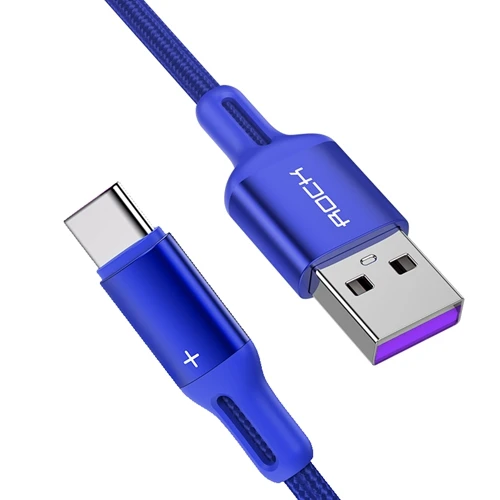 Blue ROCK 2 м 5 м USB C кабель 5A Supercharge type C кабель для huawei p20 lite Быстрая зарядка кабель для samsung S9 8 Note - Цвет: Blue