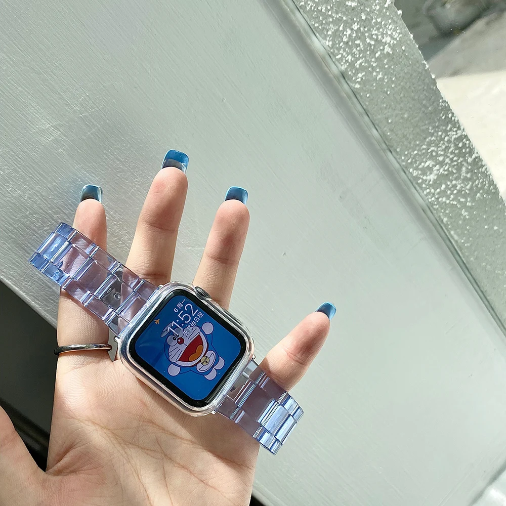 

Ремешок полимерный для apple Watch 6 5 4 band 42 мм 38 мм, прозрачный стальной браслет для iwatch 6 series 5 4 3/2, 44 мм 40 мм