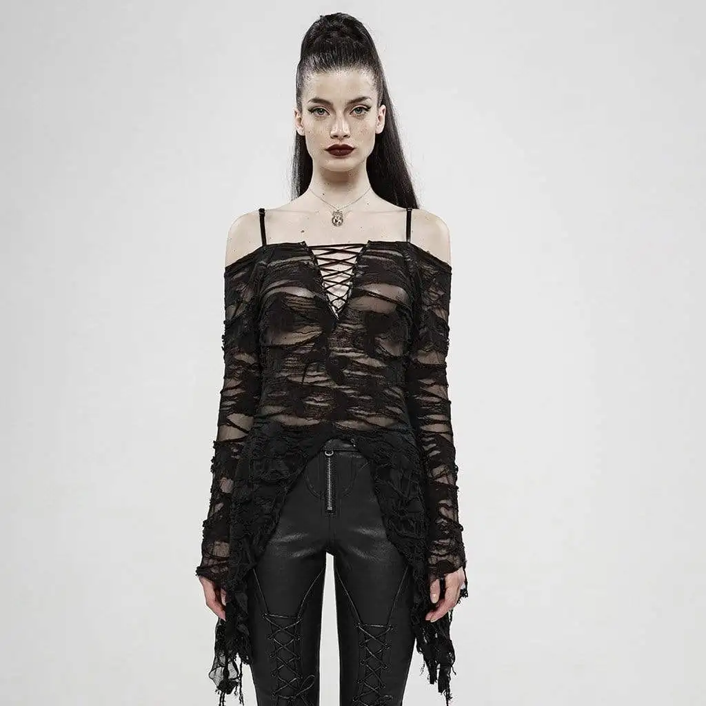 Панк рейв женские готические бабочки нерегулярные с длинными рукавами черные
