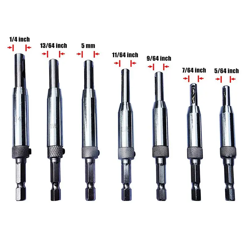 Центр сверла двери и окна шкафа Самоцентрирующиеся петли аппаратные набор 7 шт.