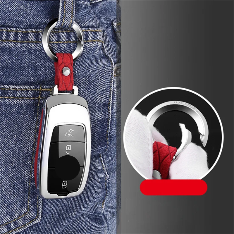 Горячая продажа замшевый кожаный чехол для ключа автомобиля Mercedes Benz W203 W210 W211 W124