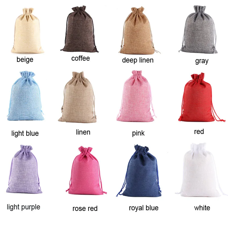 Мешковина из натурального джутового льна 50 шт. подарочные мешочки на шнурке