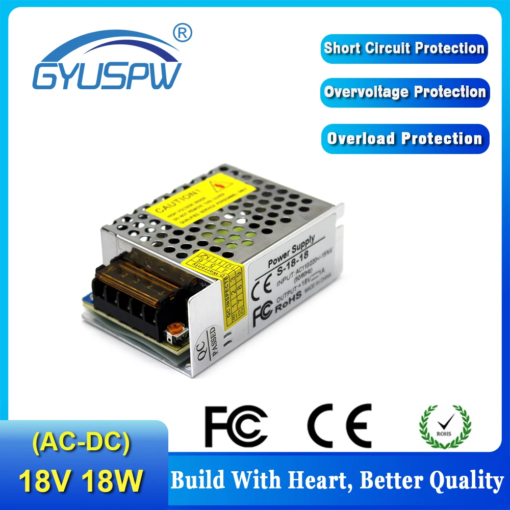Малый объем импульсный источник питания DC 18V трансформатор 100 240V AC DC18V 1A 18W драйвер