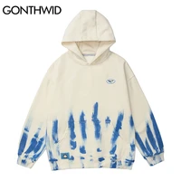 gonthwid sweatshirt hip hop hoodie streetwear tie dye print fleece hooded 2021 mens harajuku winter cotton pullover black beige